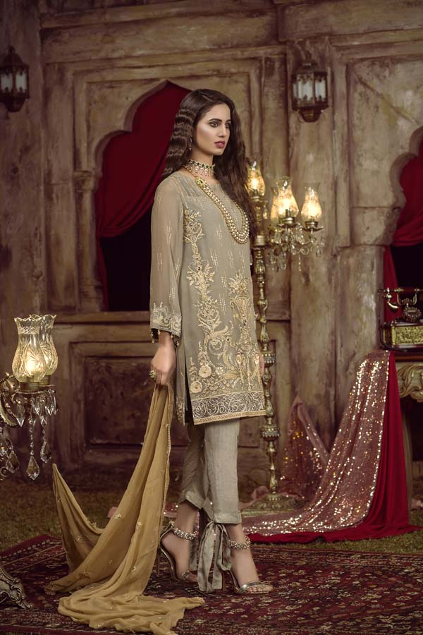 DOMINO - EMBROIDERED CHIFFON UNSTITCHED 3 PIECE - Image 2