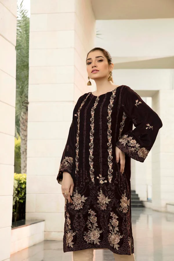Duru - Embroidered Velvet Un-Stitched (2 Piece) - Image 2