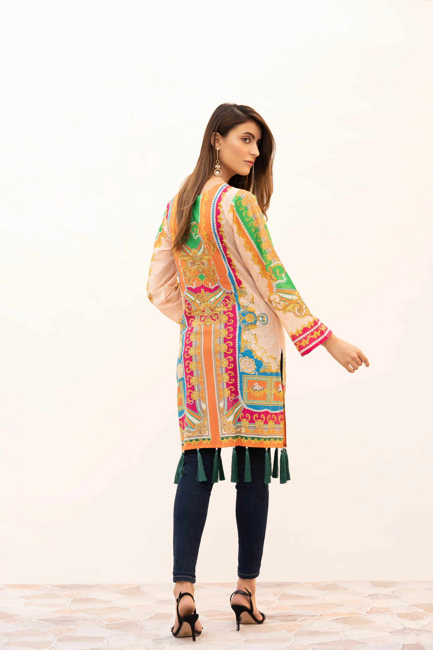 Ekin - Digital Printed & Embroidered Stitched Lawn Kurti - Image 2