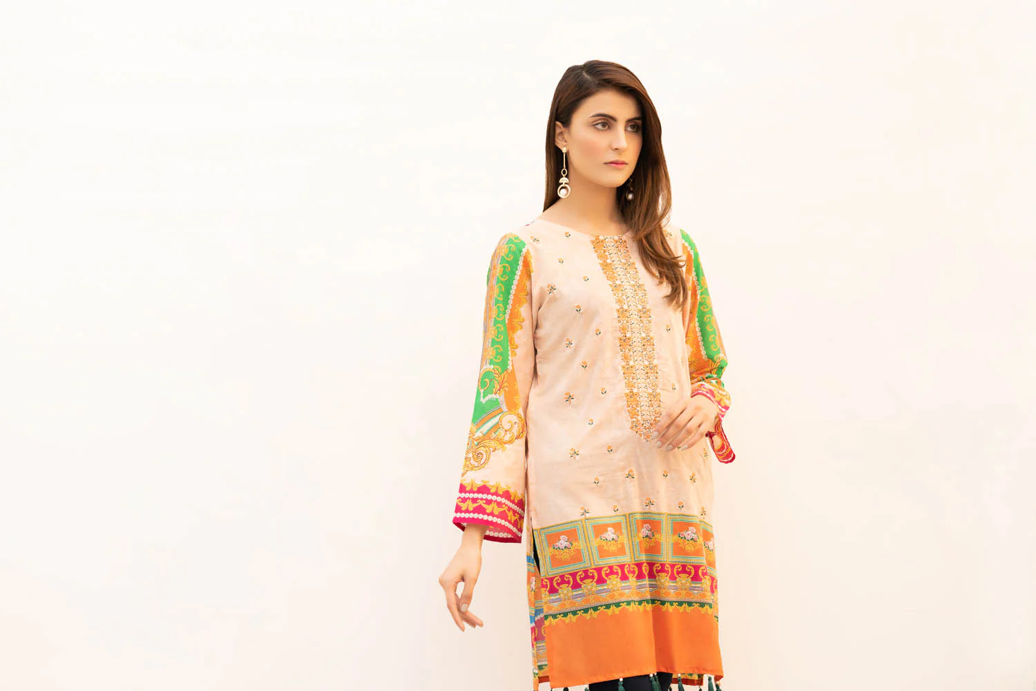 Ekin - Digital Printed & Embroidered Stitched Lawn Kurti - Image 3