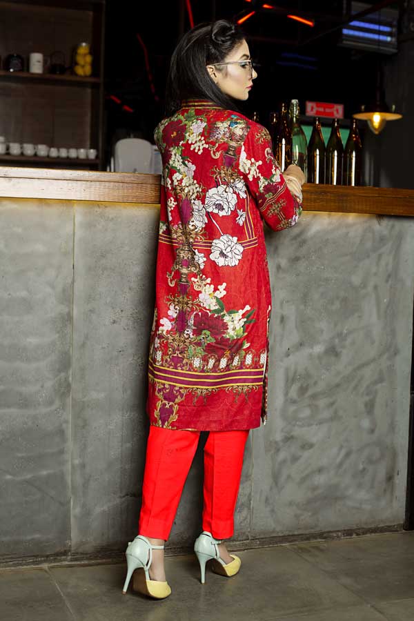 Eleonora - Digital Embroidered Khaddar Unstitched Kurti - Image 4