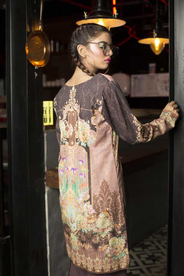 Elisa- Digital Embroidered Khaddar Unstitched Kurti - Image 3