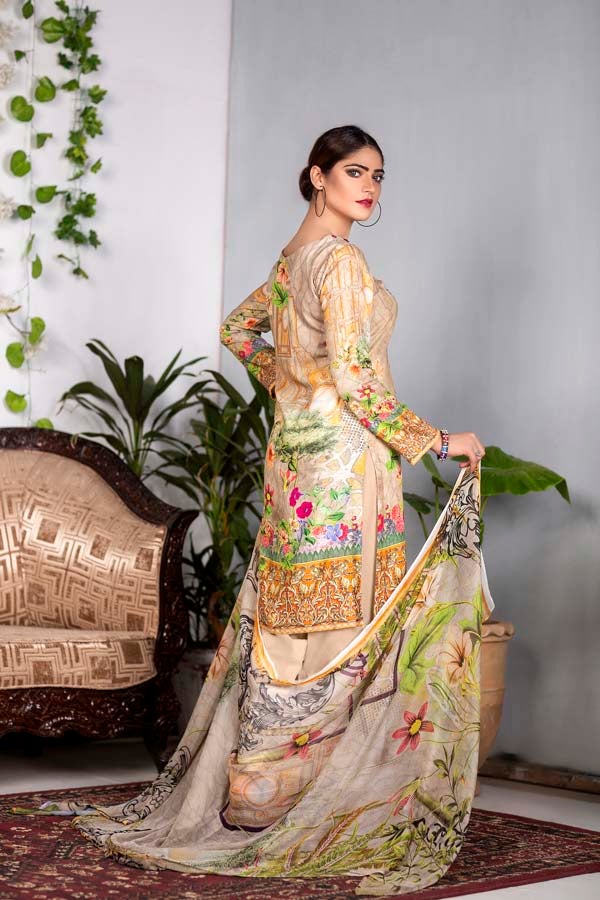 Ember - Digital Printed & Embroidered Karandi 3PC - Image 2