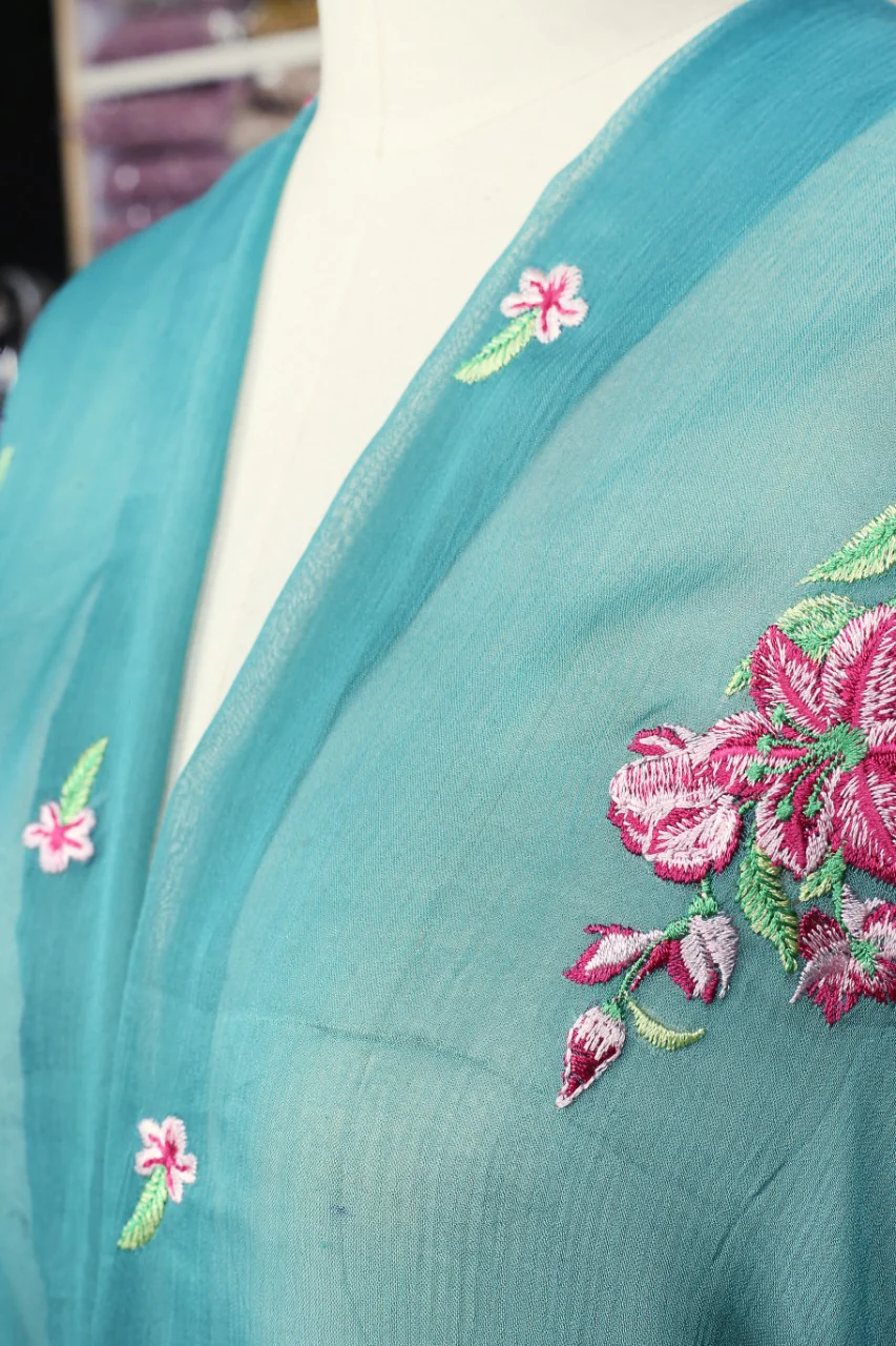 Embroidered Chiffon Dupatta - Image 3
