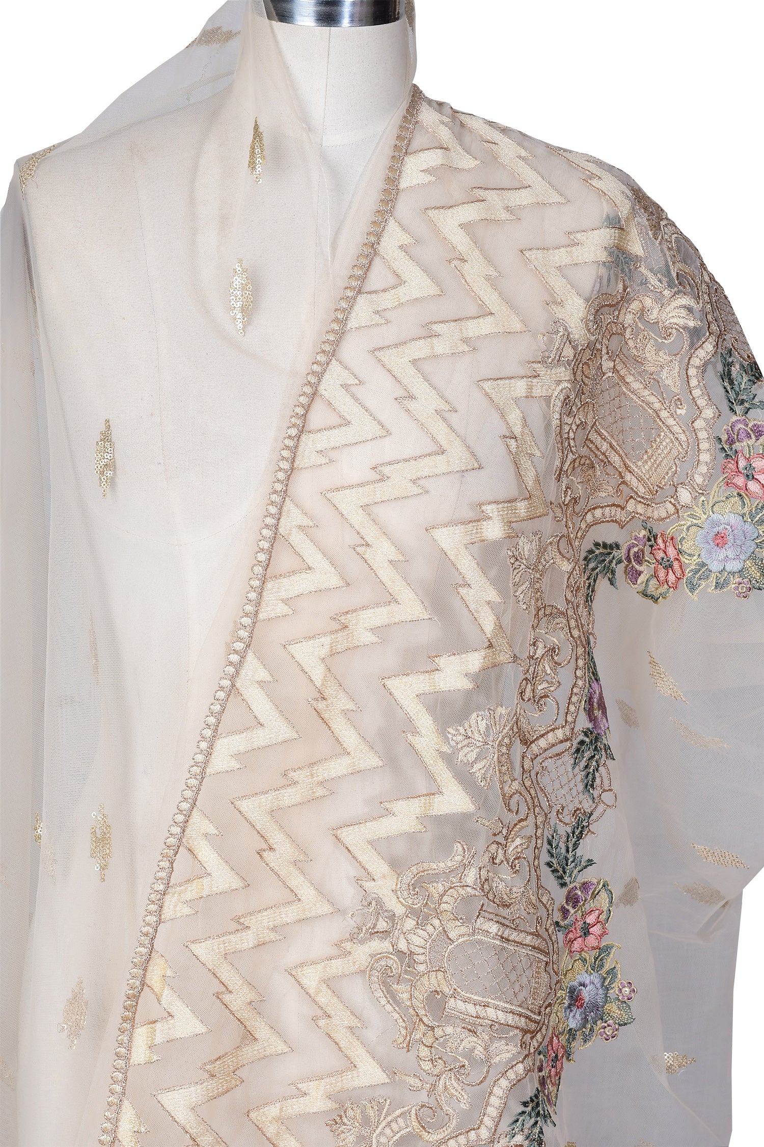Embroidered Net Dupatta - Image 2