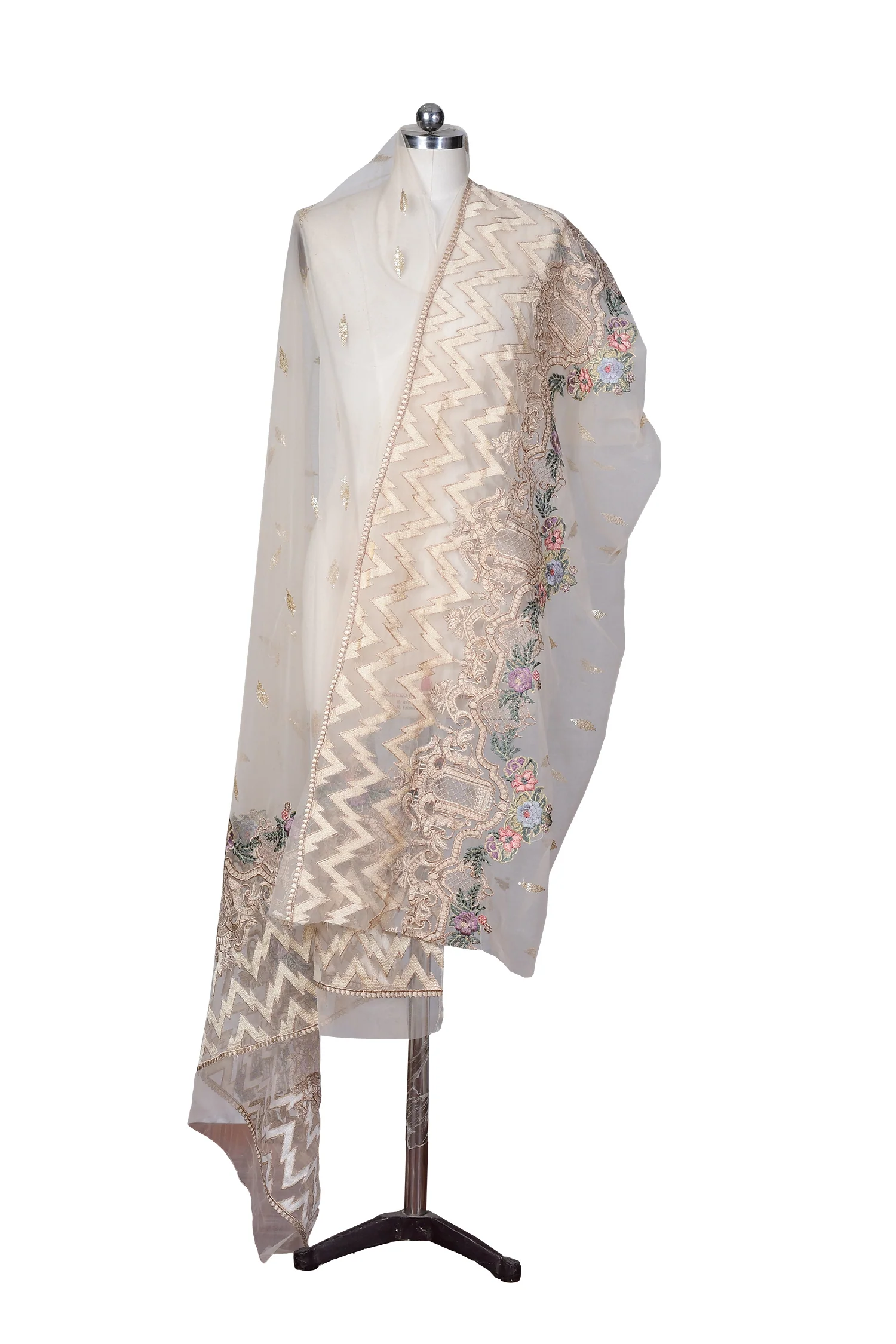 Embroidered Net Dupatta - Image 4