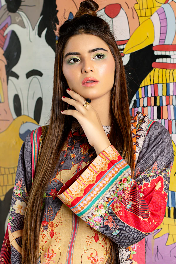 Emily- Digital Embroidered Khaddar Unstitched Kurti - Image 2