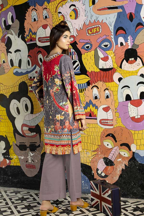 Emily- Digital Embroidered Khaddar Unstitched Kurti - Image 4