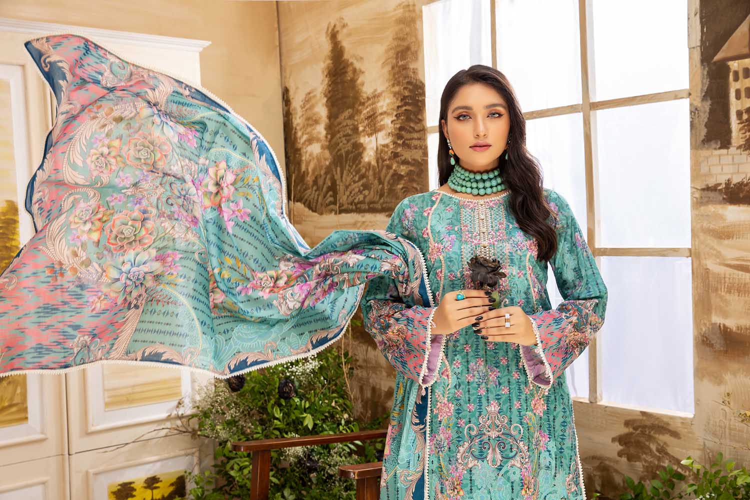 Emory - Digital Printed And Embroidered Lawn 3PC - Image 4