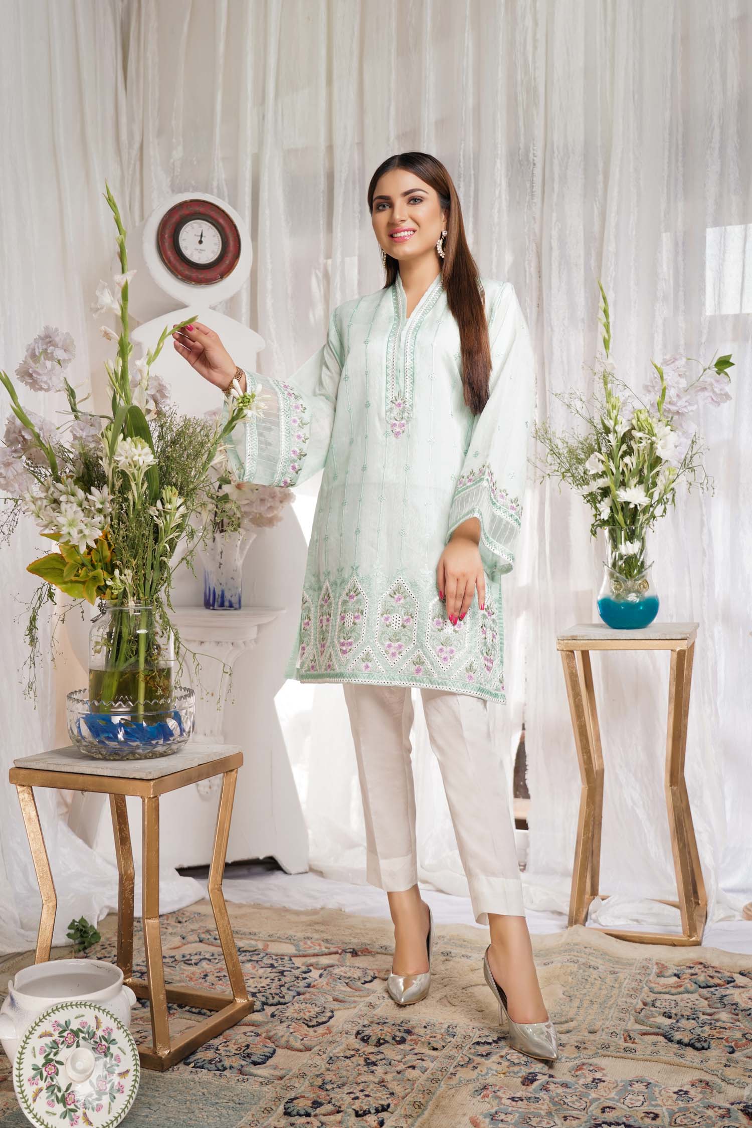 Enervate - Embroidered Paper Silk Stitch Kurti - Image 4