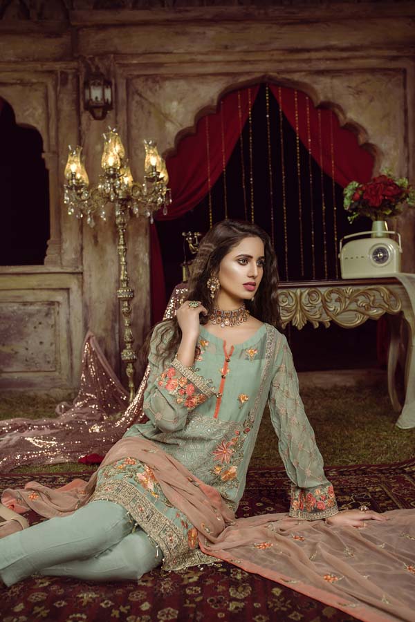 ENVY - EMBROIDERED CHIFFON UNSTITCHED 3 PIECE - Image 3