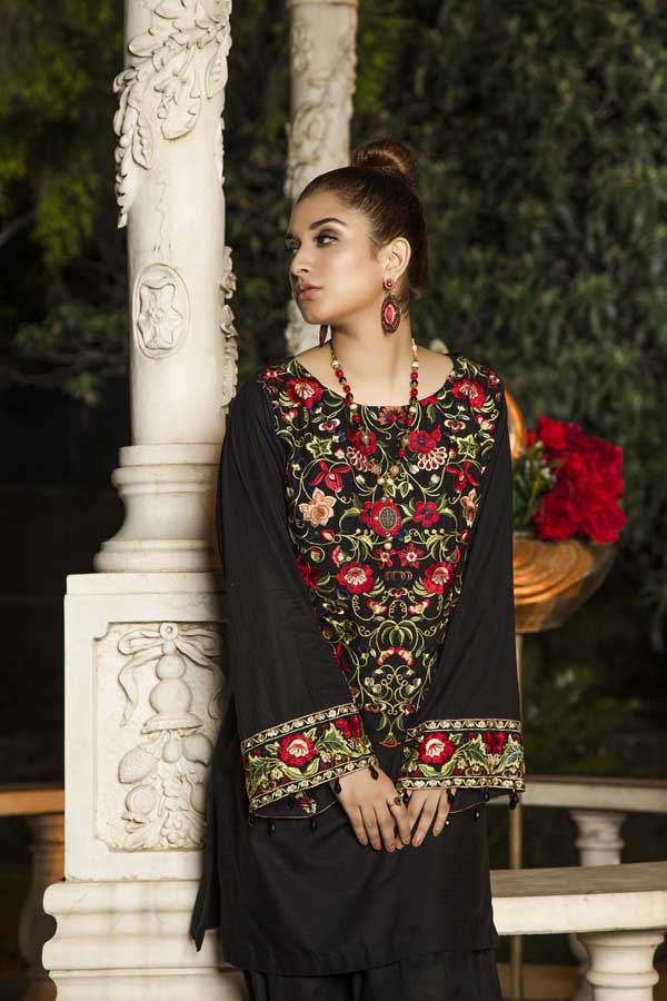 Erubescent Black - Stitched  Kurti