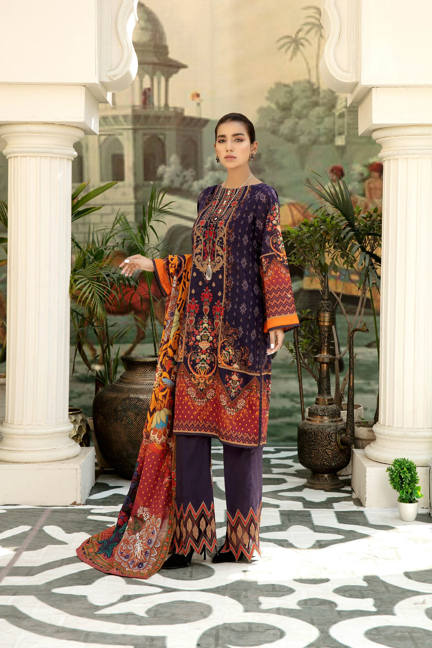 Ethnic Charm - Digital Printed & Embroidered Lawn 3PC - Image 2
