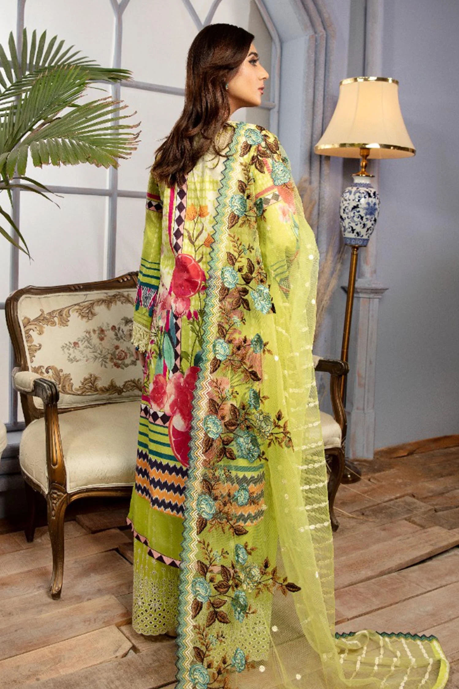 Felicia - Digital Printed & Schiffli Embroidered Lawn 3PC - Image 2