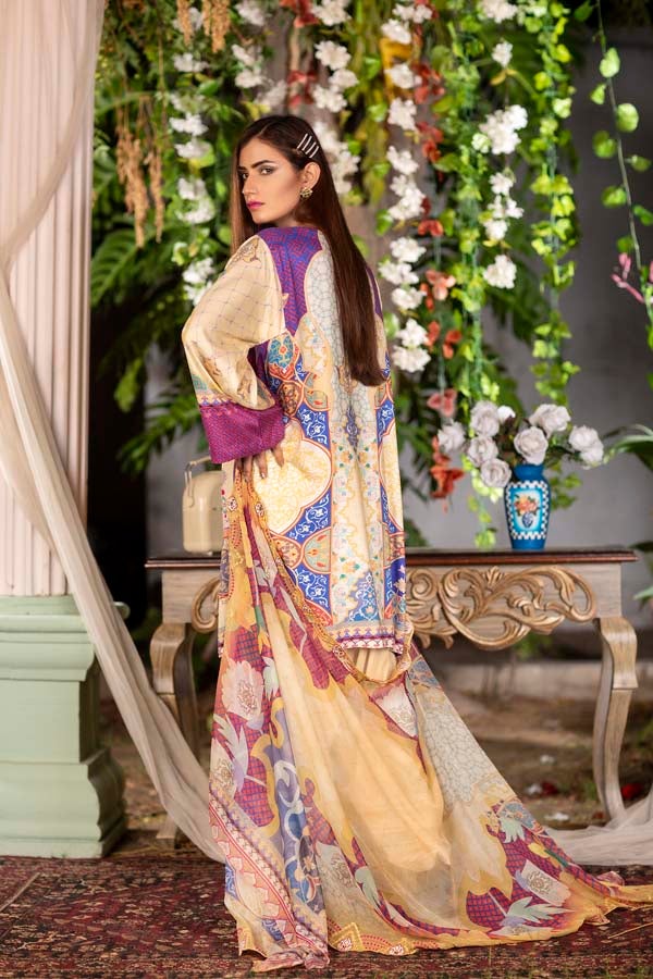 Fennel - Digital Printed & Embroidered Linen 3PC - Image 2