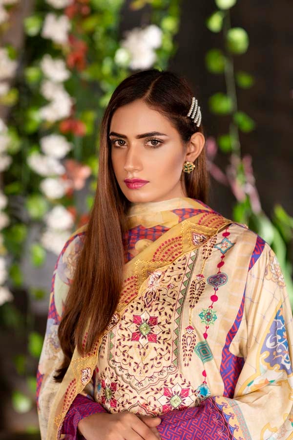 Fennel - Digital Printed & Embroidered Linen 3PC - Image 3