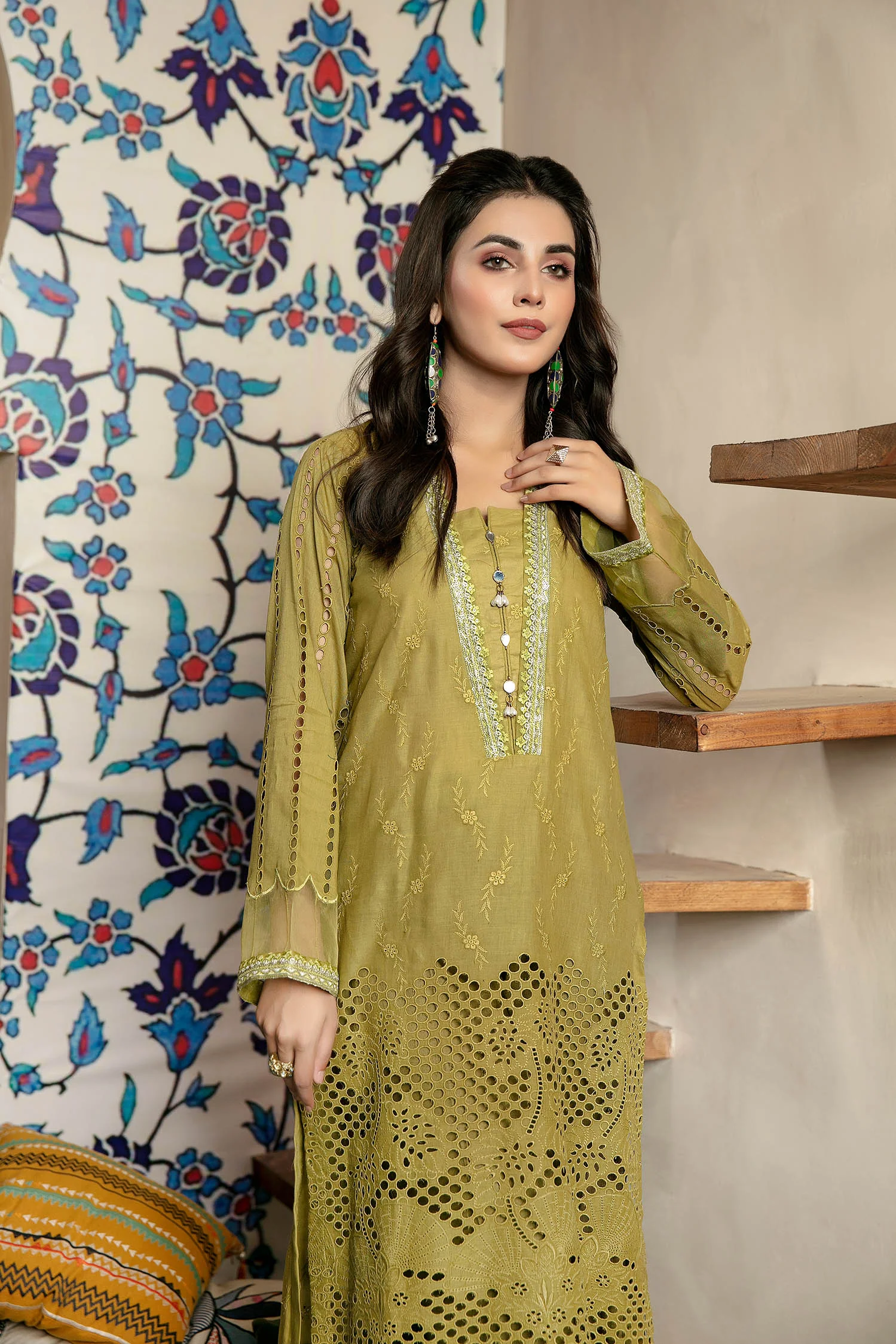 Ferly - Schiffli Embroidered Lawn Stitch Kurti - Image 3