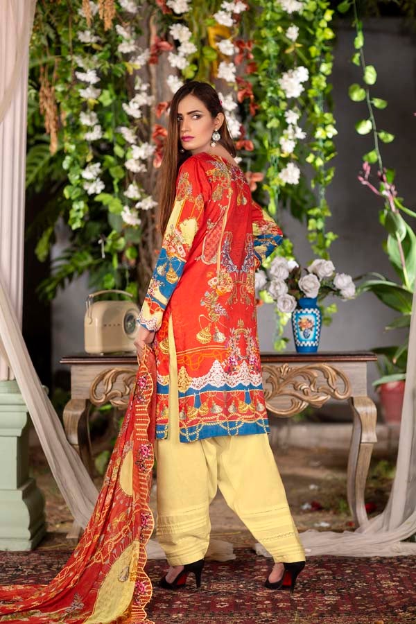 Fern - Digital Printed & Embroidered Linen 3PC - Image 2