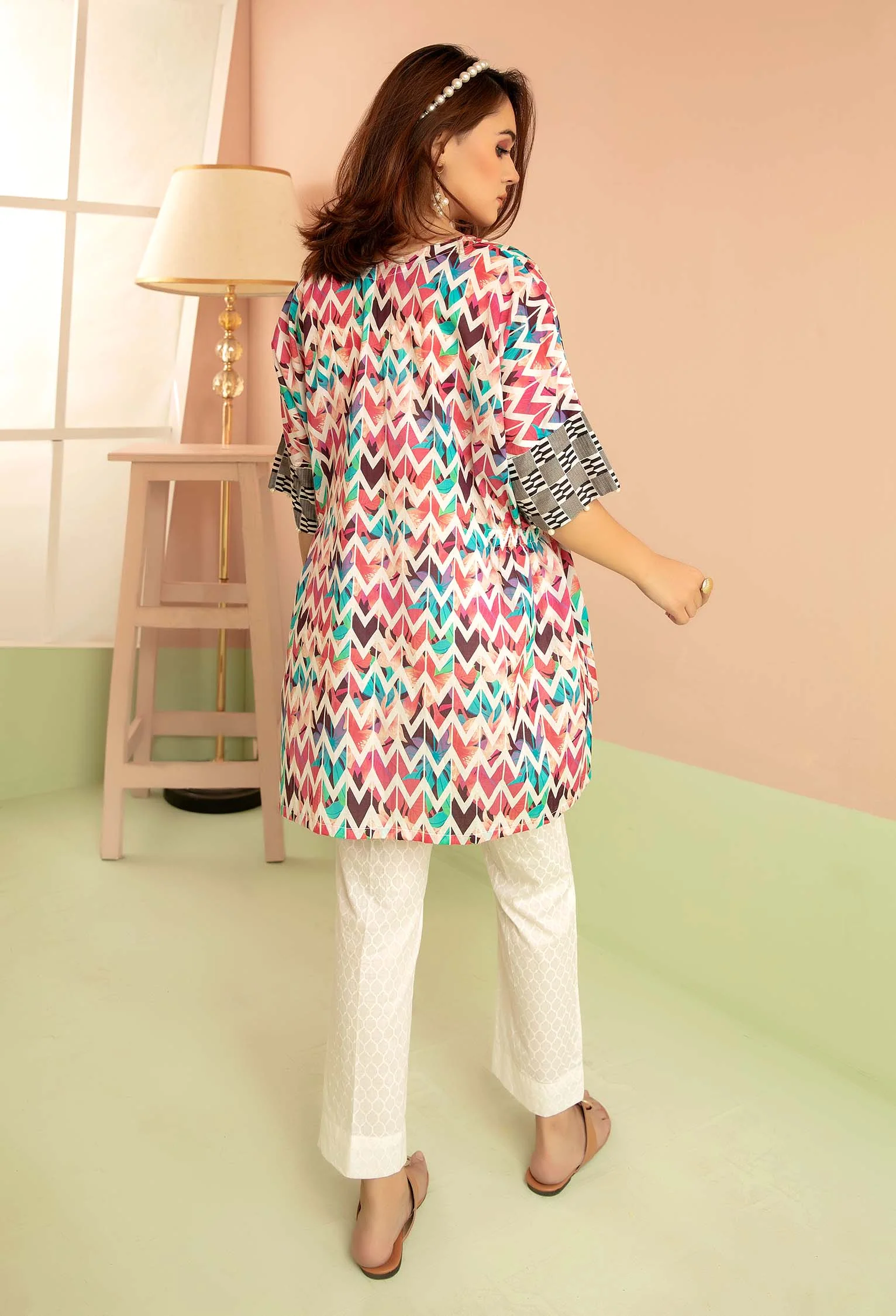 Firm Tide - Digital Printed Stitched Lawn Kurti - Image 2