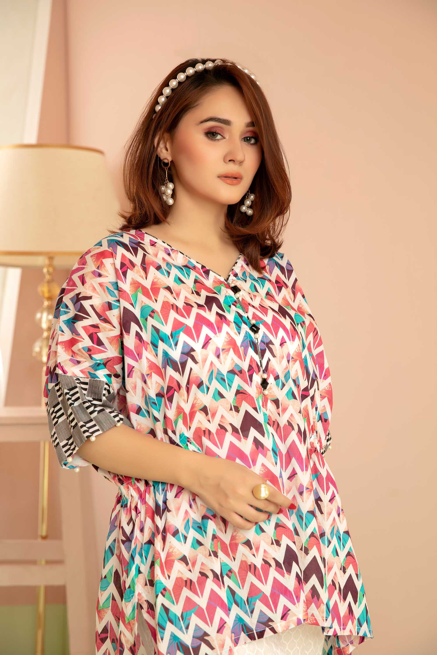 Firm Tide - Digital Printed Stitched Lawn Kurti - Image 3