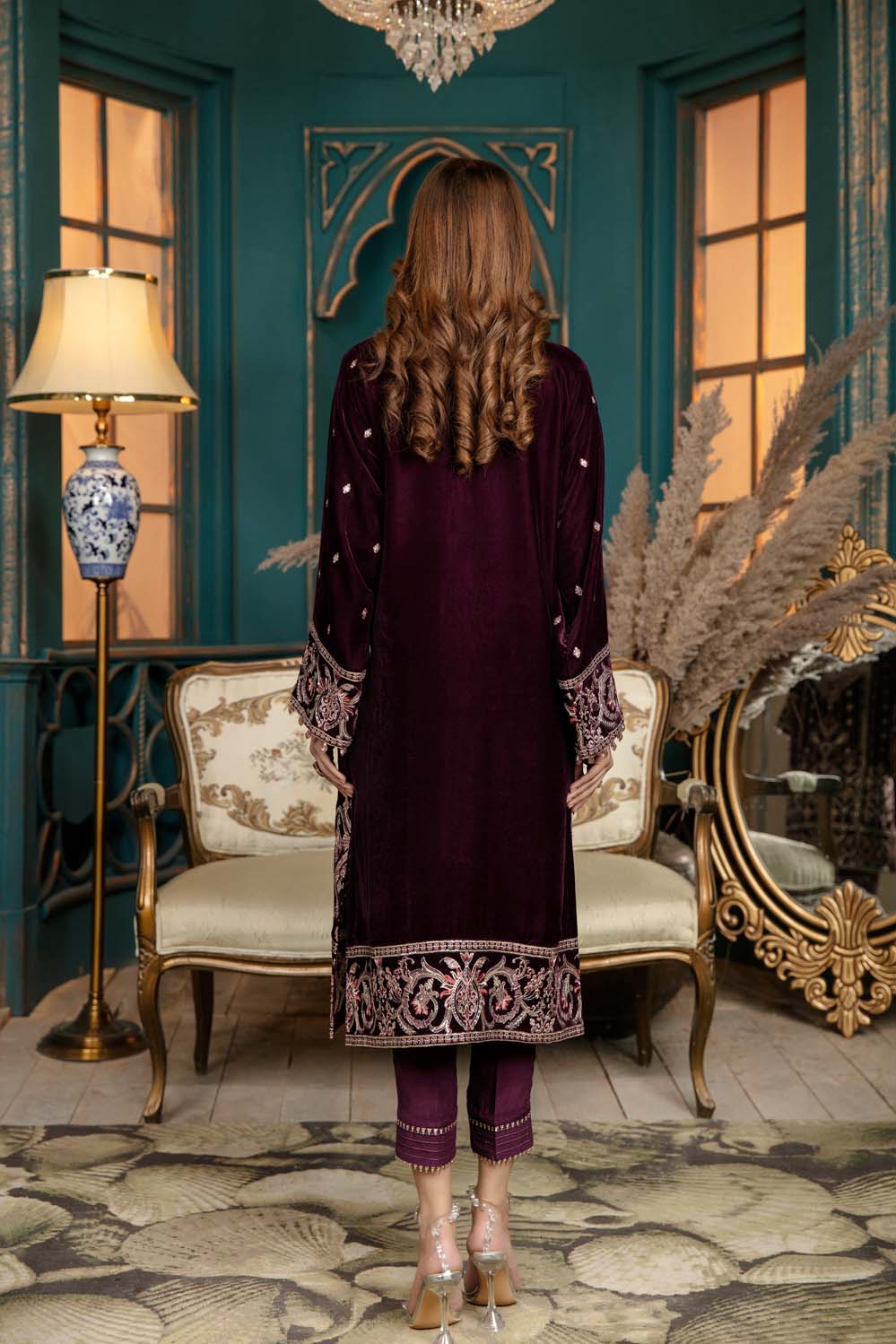 Firm Wall - Stitched Embroidered Velvet 2PC - Image 2