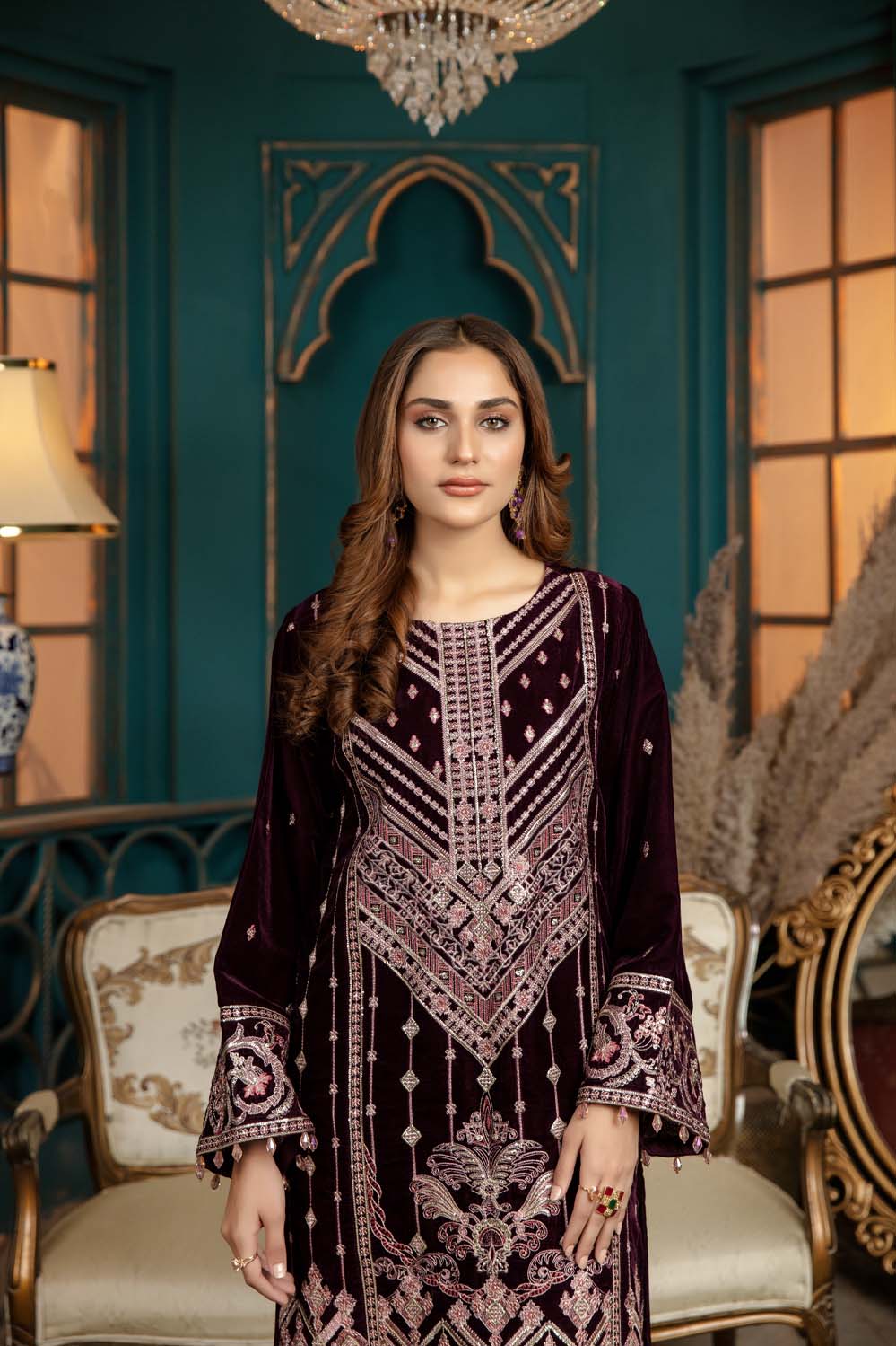 Firm Wall - Stitched Embroidered Velvet 2PC - Image 3