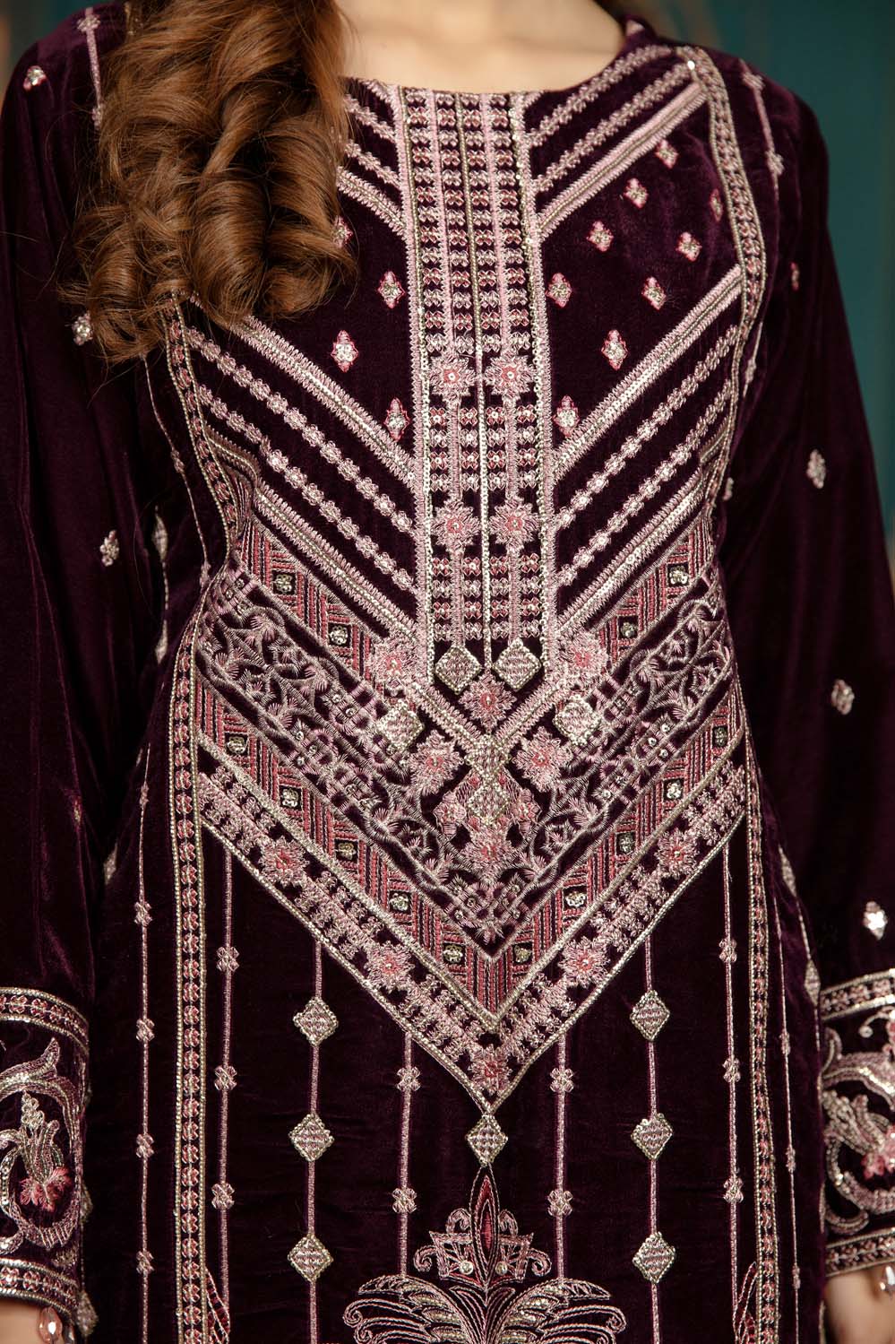 Firm Wall - Stitched Embroidered Velvet 2PC - Image 4