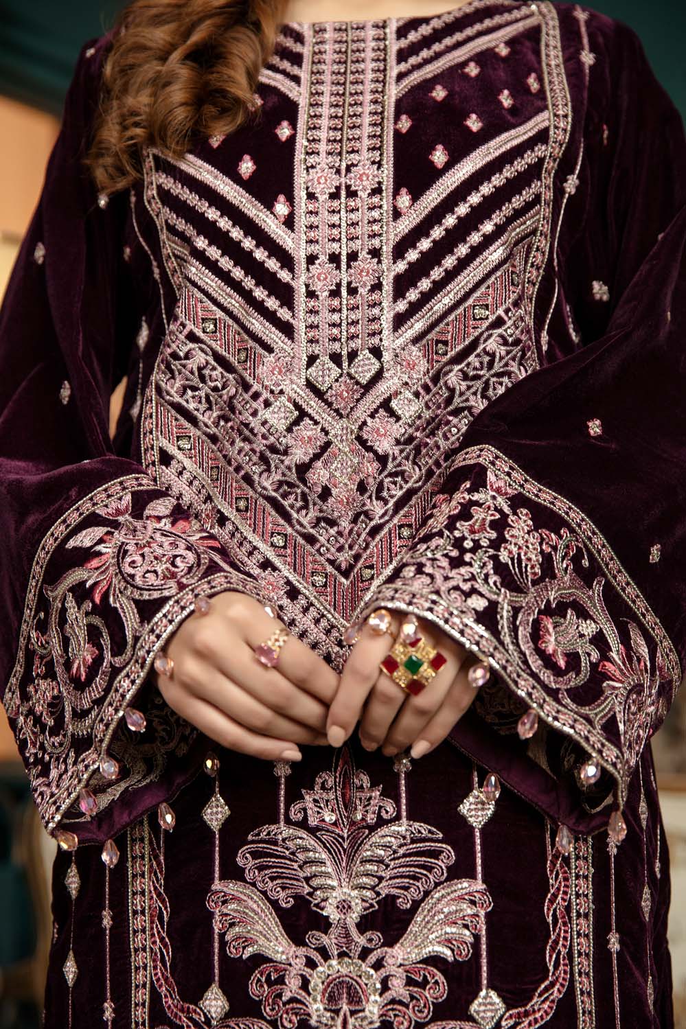 Firm Wall - Stitched Embroidered Velvet 2PC - Image 6