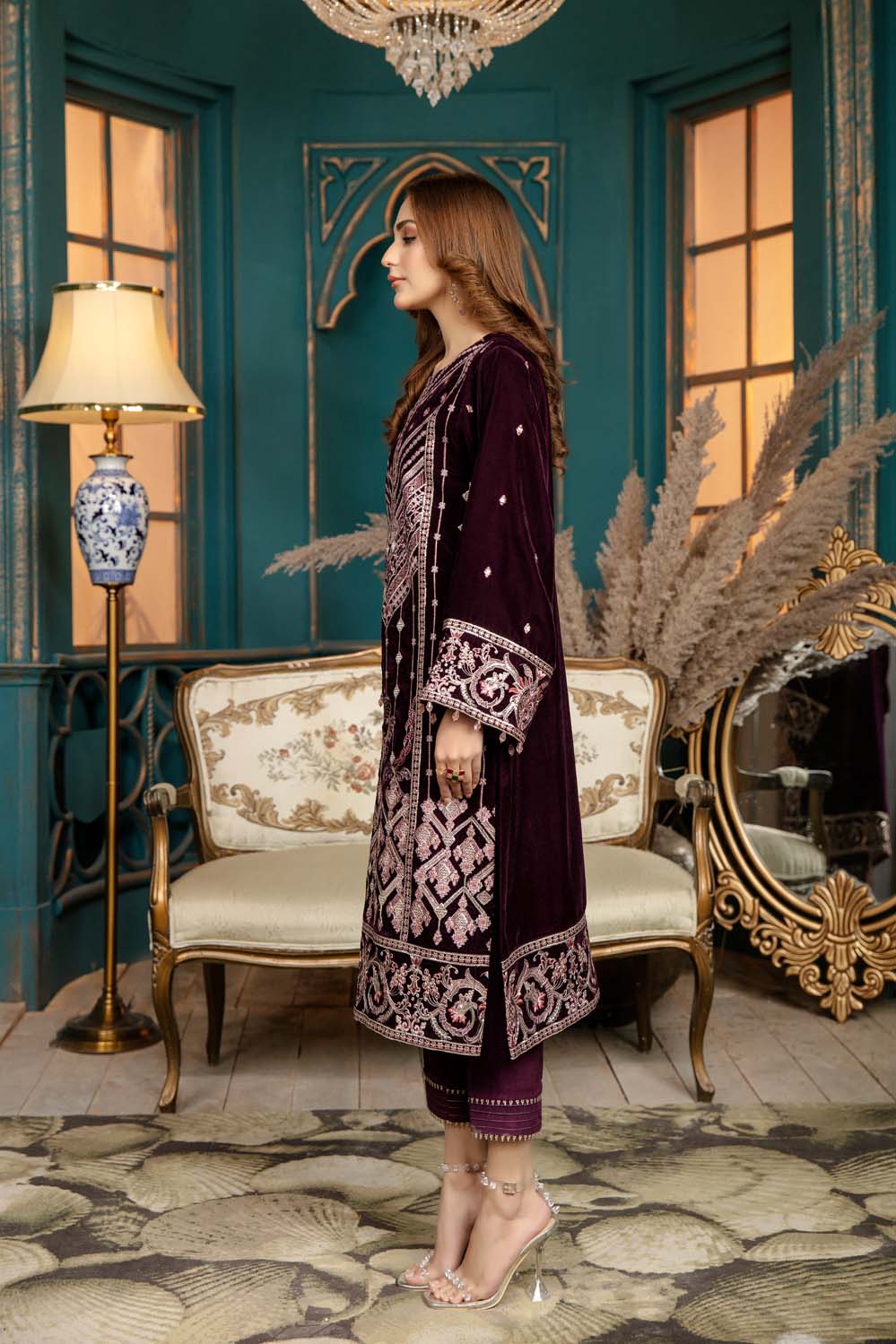 Firm Wall - Stitched Embroidered Velvet 2PC - Image 7