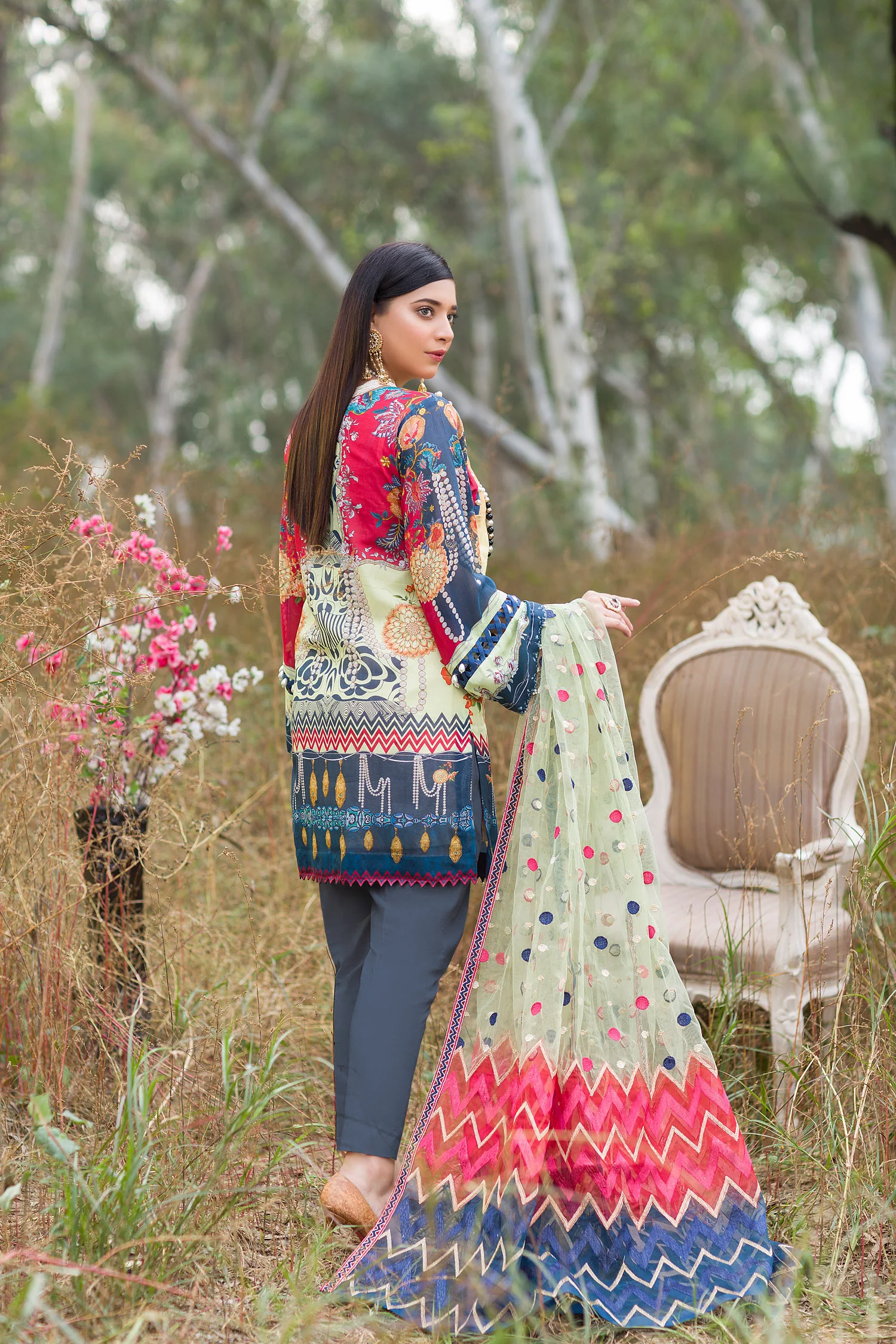 Firmly - Digital Embroidered Swiss Voil 3PC - Image 3