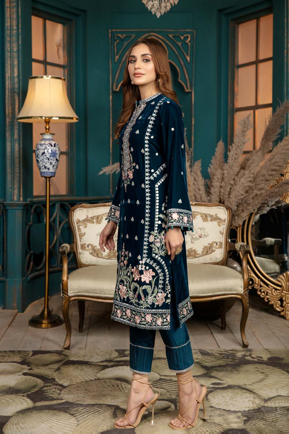 Fiz Night - Stitched Embroidered Velvet 2PC - Image 6