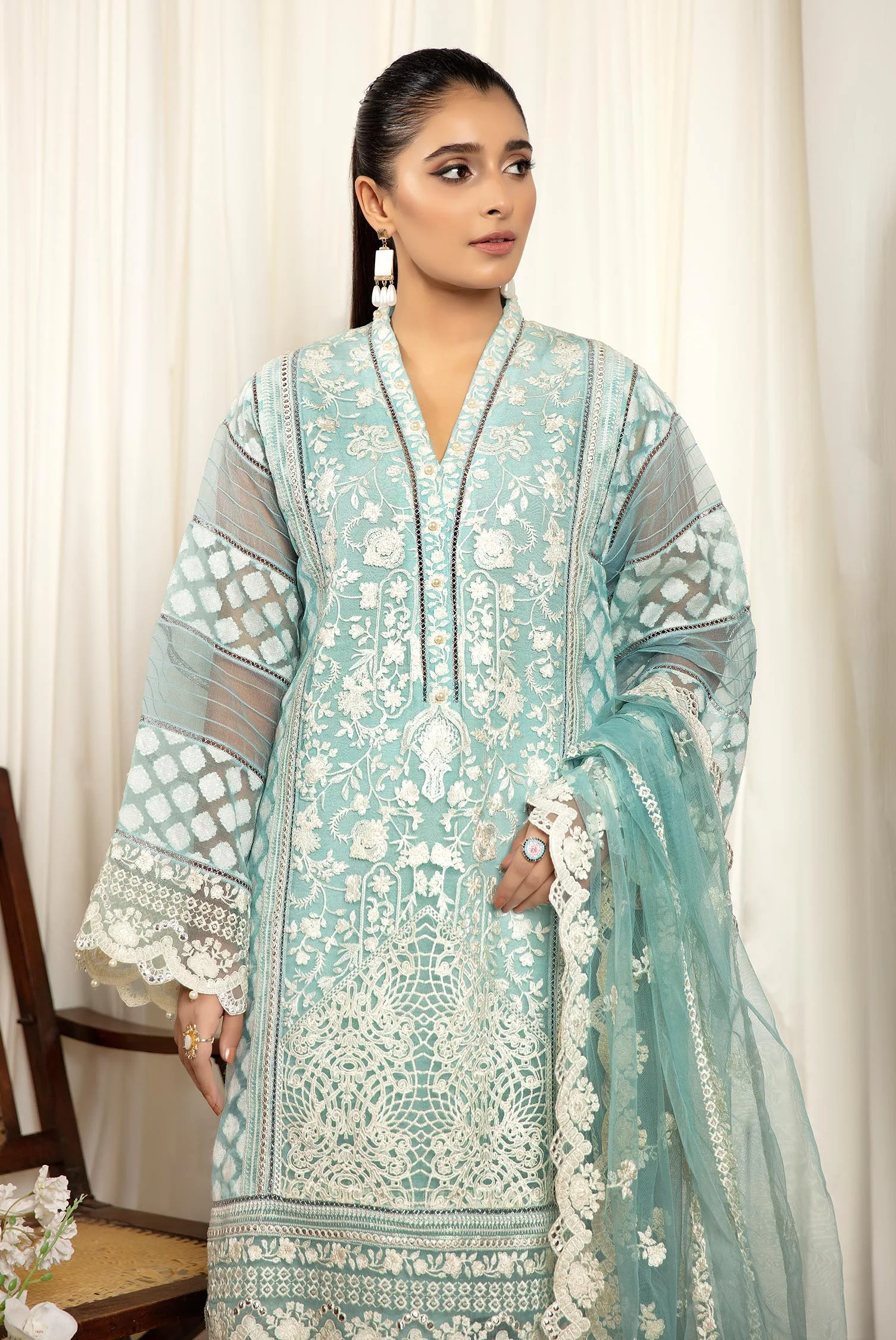 Sapphire - Stitched Embroidered Organza 3PC - Image 3