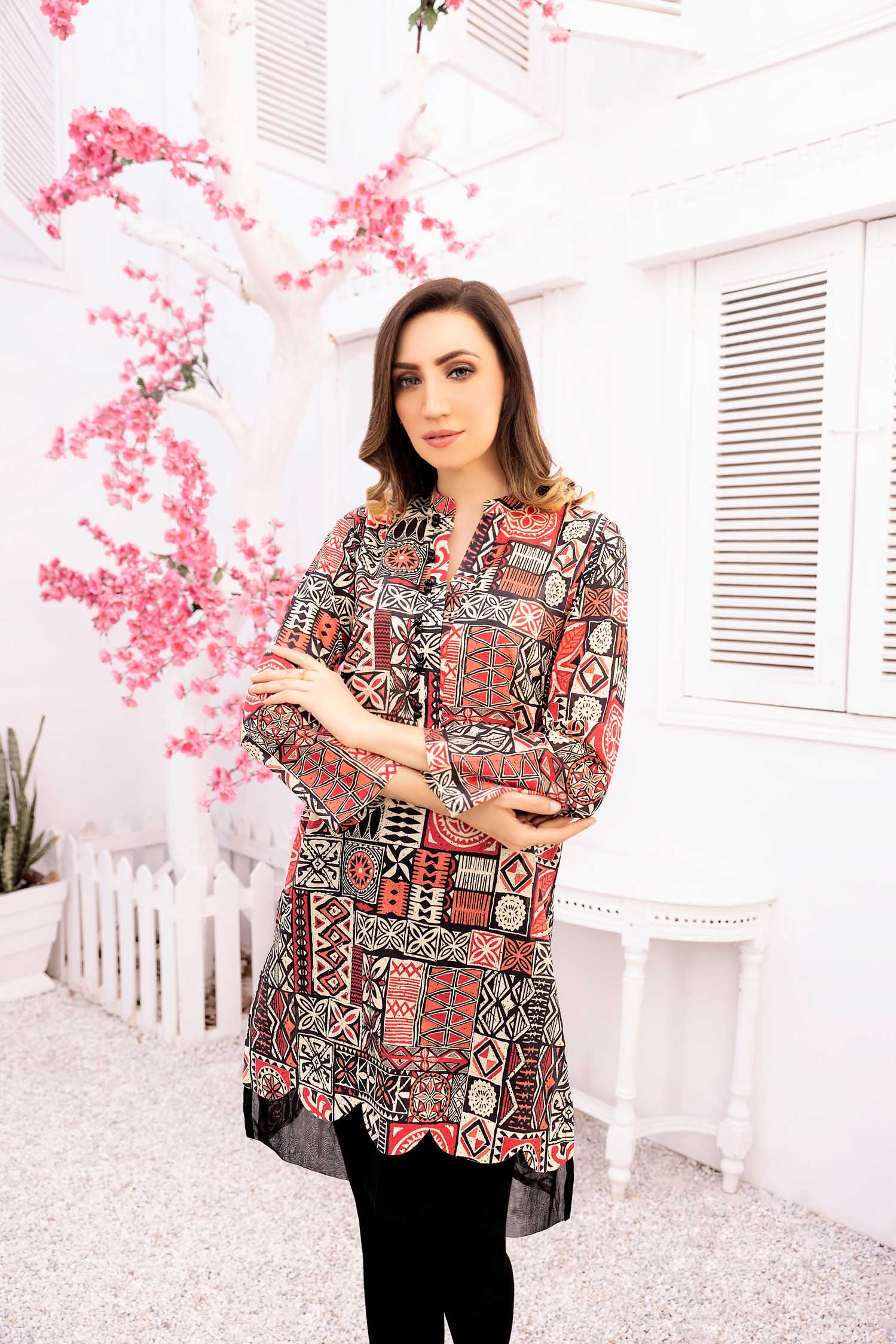 Flim - Digital Printed Stitched Lawn Kurti - Image 3