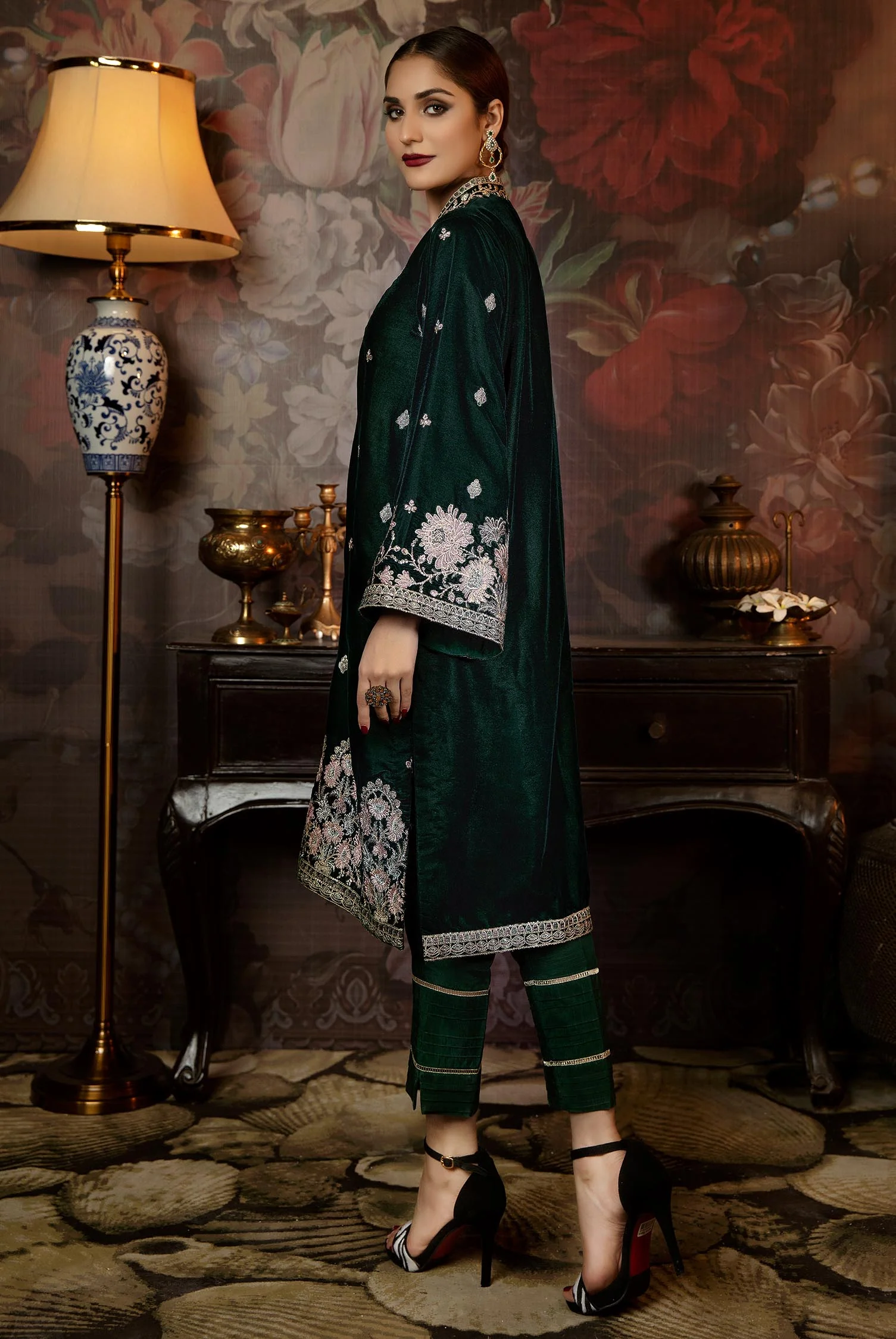 Florian - Embroidered Velvet 2PC Stitched - Image 2