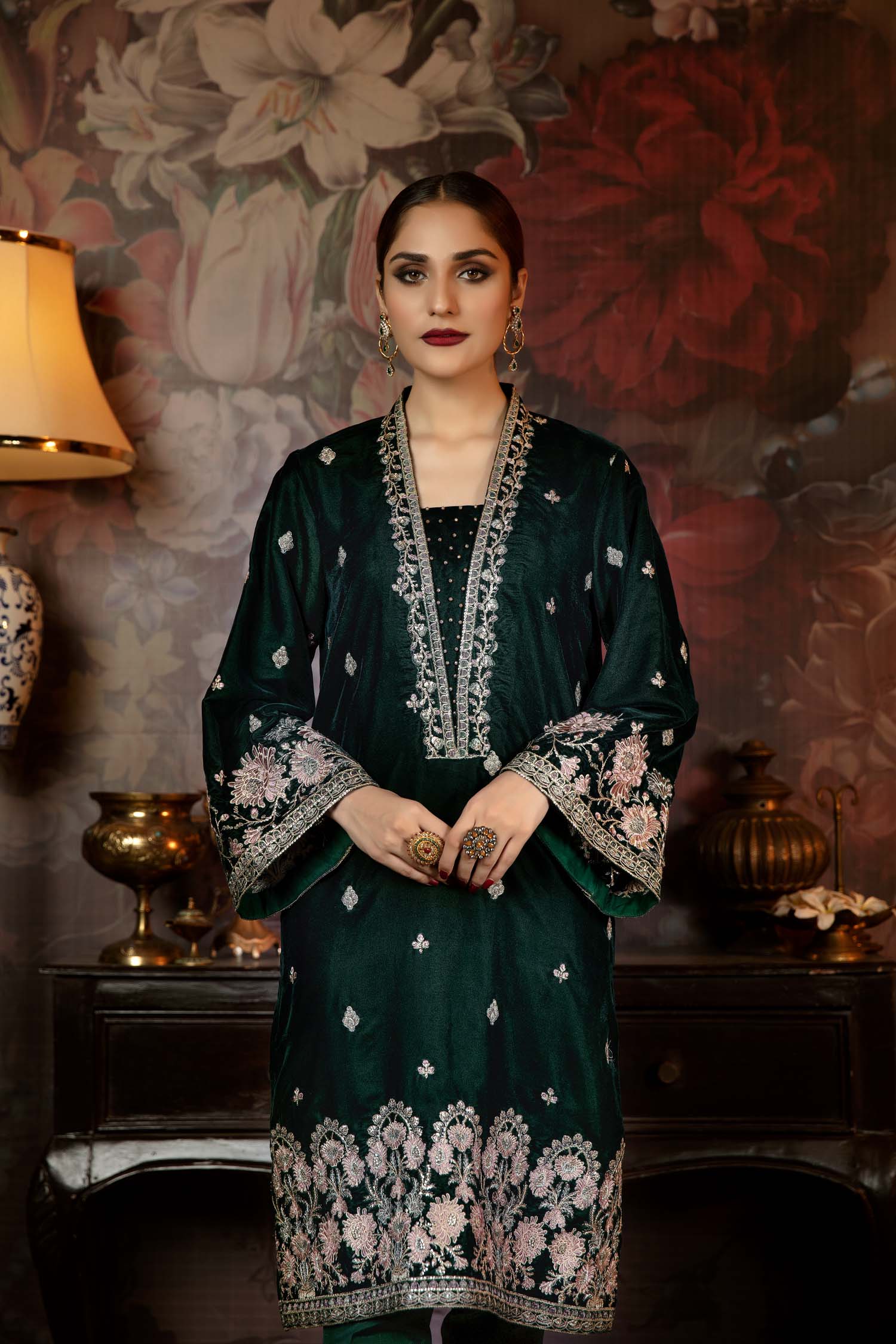 Florian - Embroidered Velvet 2PC Stitched - Image 3