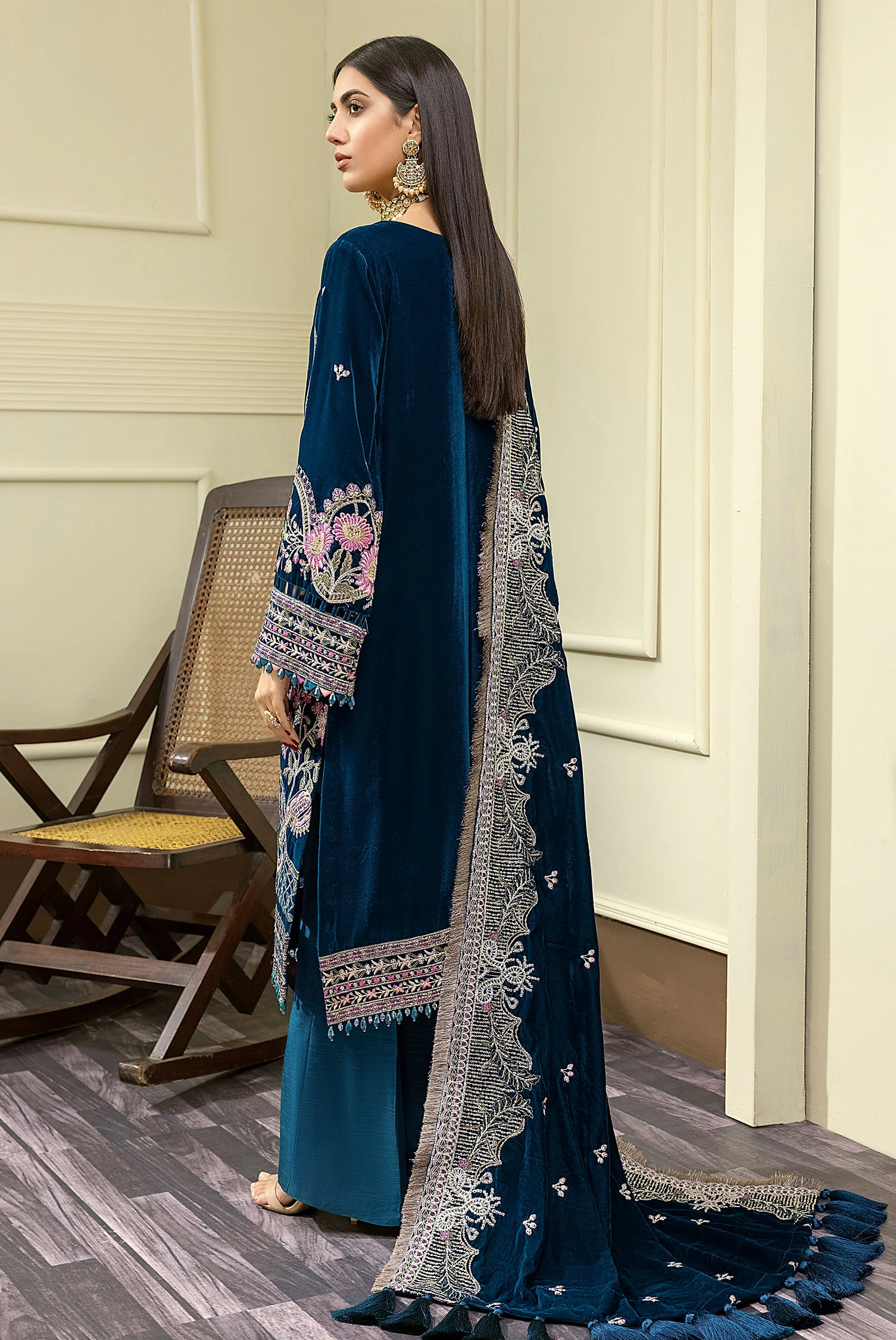 Flory Drop - Embroidered Velvet 3PC - Image 2