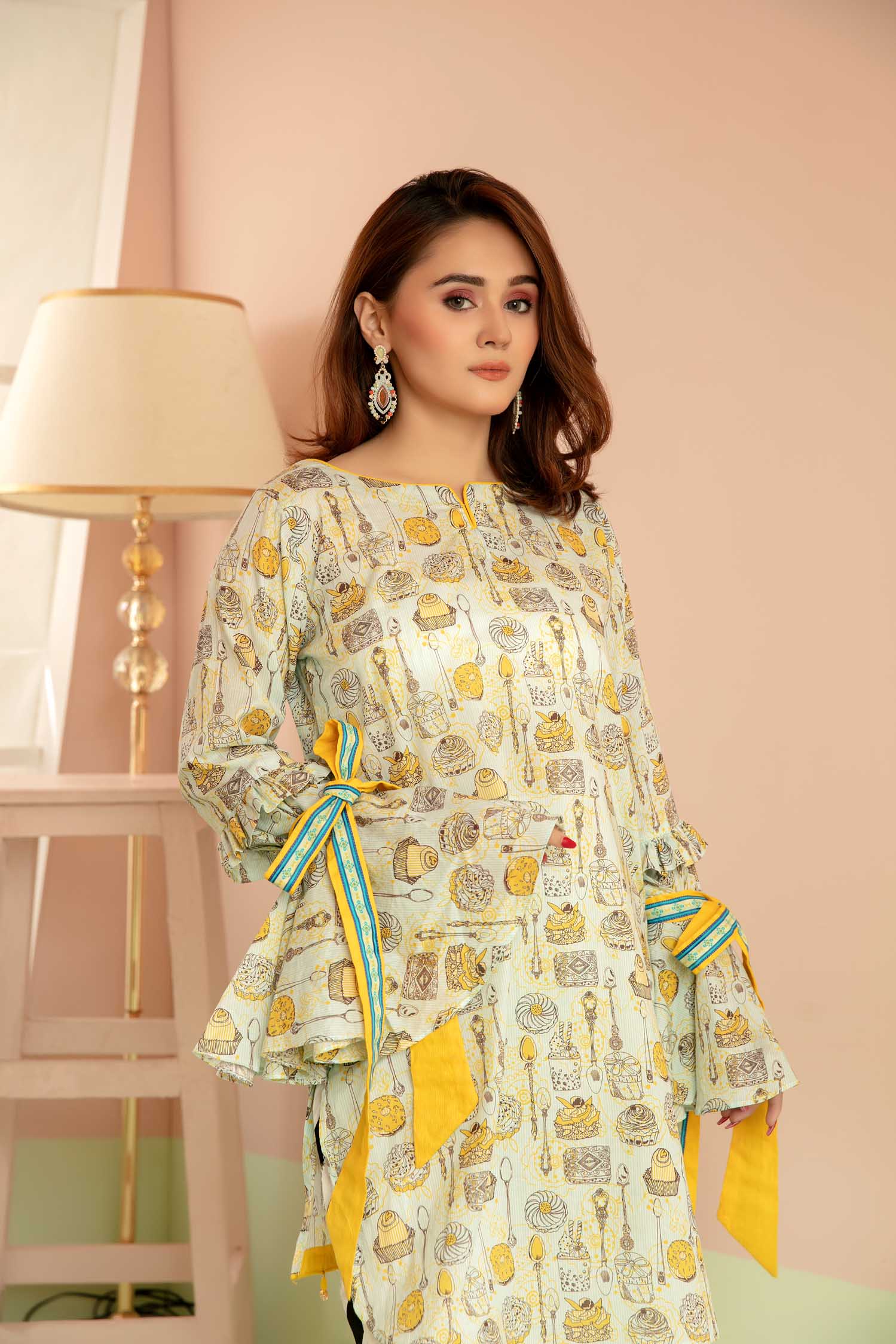 Flowered - Digital Printed Stitched Lawn Kurti - Image 3