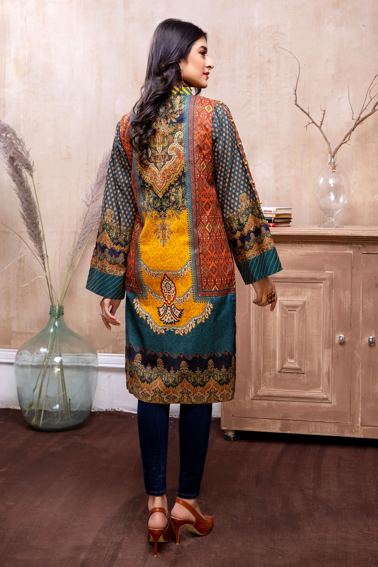 Flowering Kale - Printed Cambric Stitched Kurti - Image 2