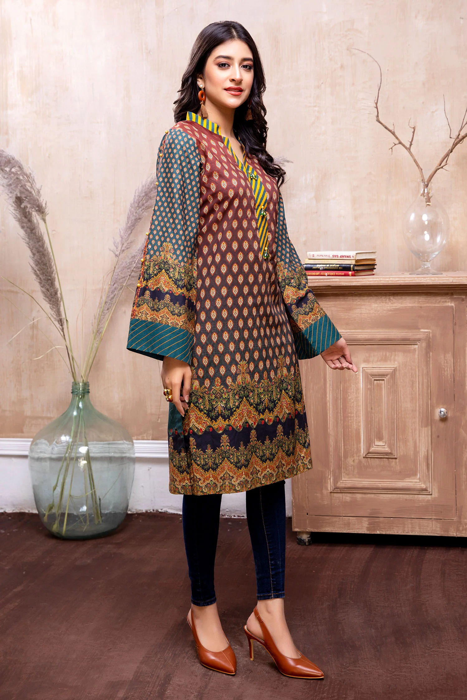 Flowering Kale - Printed Cambric Stitched Kurti - Image 3