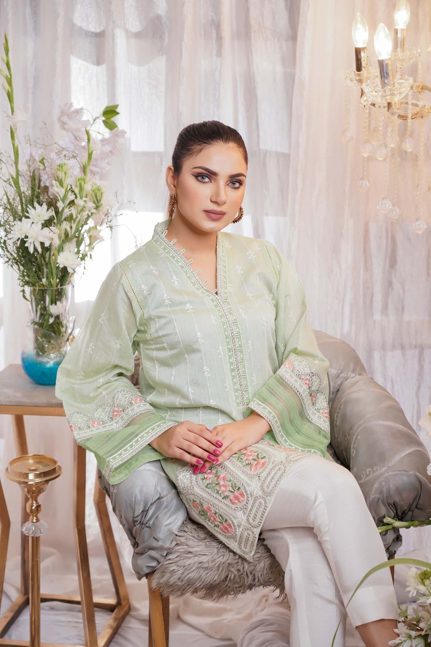Foist Gradual - Embroidered Paper Silk Stitch Kurti - Image 4