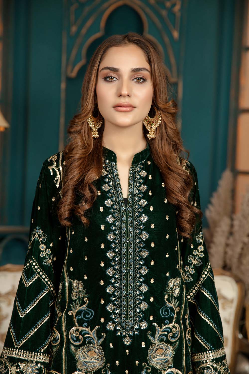 Forest Green - Stitched Embroidered Velvet 2PC - Image 3