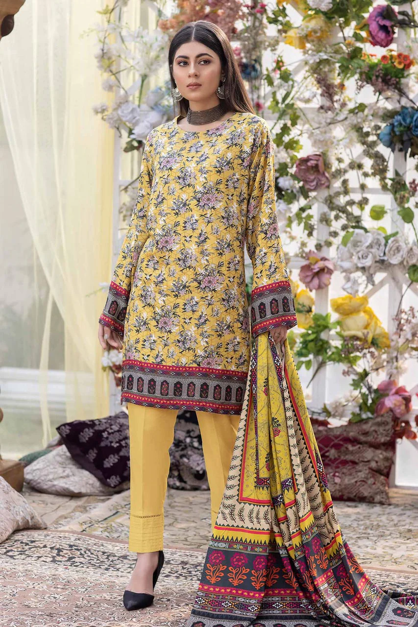 Fresh Lime - Stitched Digital Printed Linen 3PC