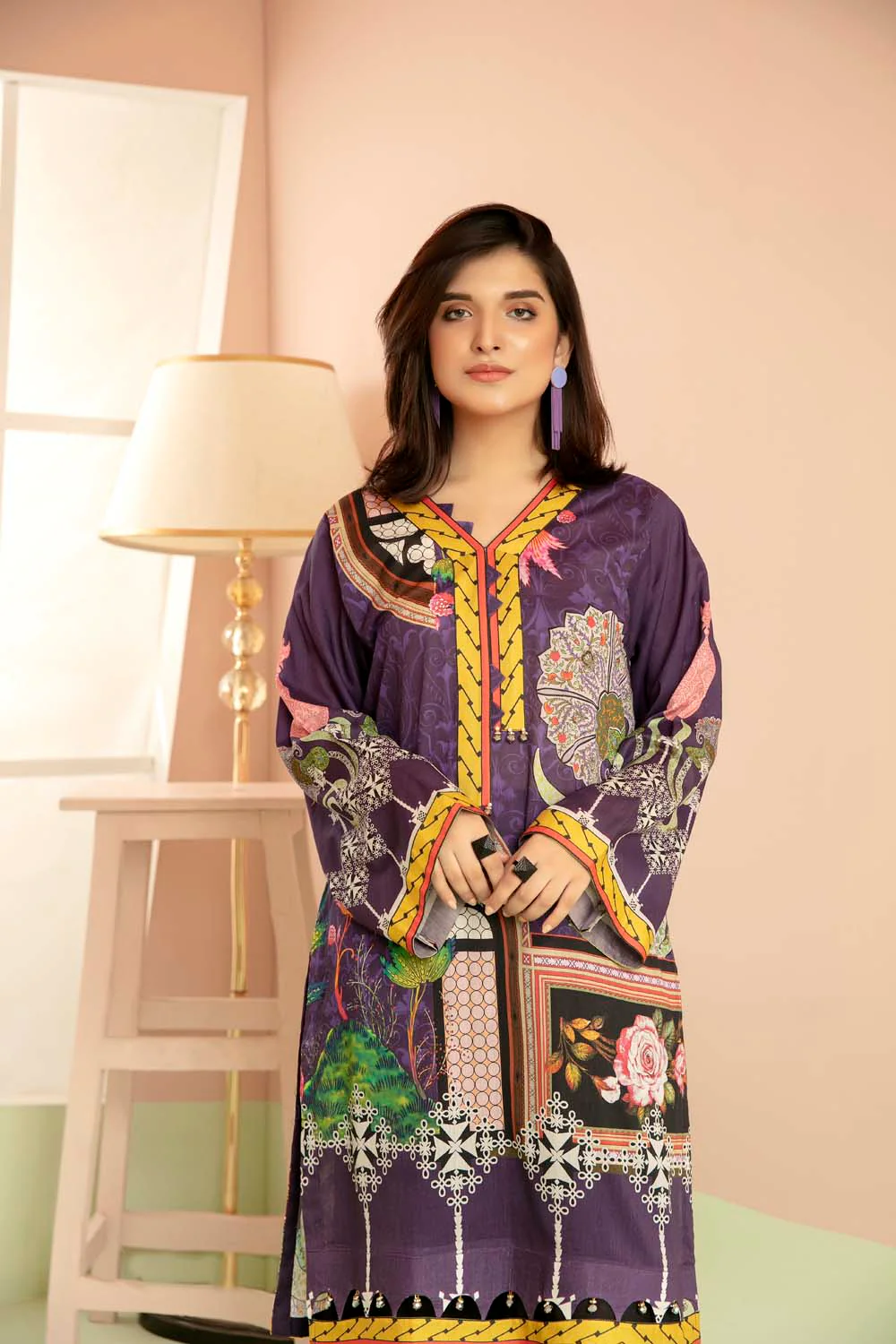 Glitter Purple - Printed Stitch Kurti - Image 2