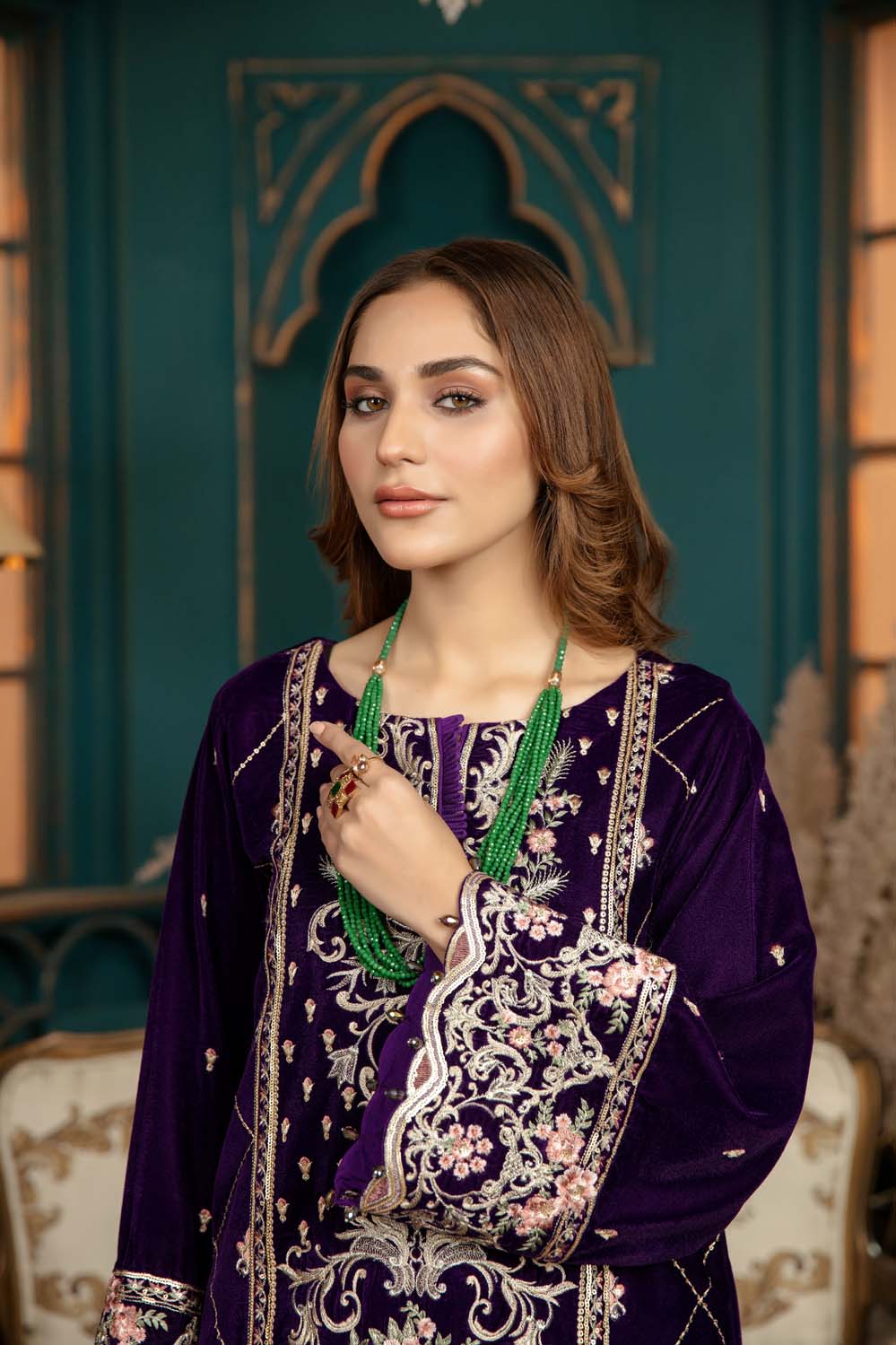 Glory Fall - Stitched Embroidered Velvet 2PC - Image 7
