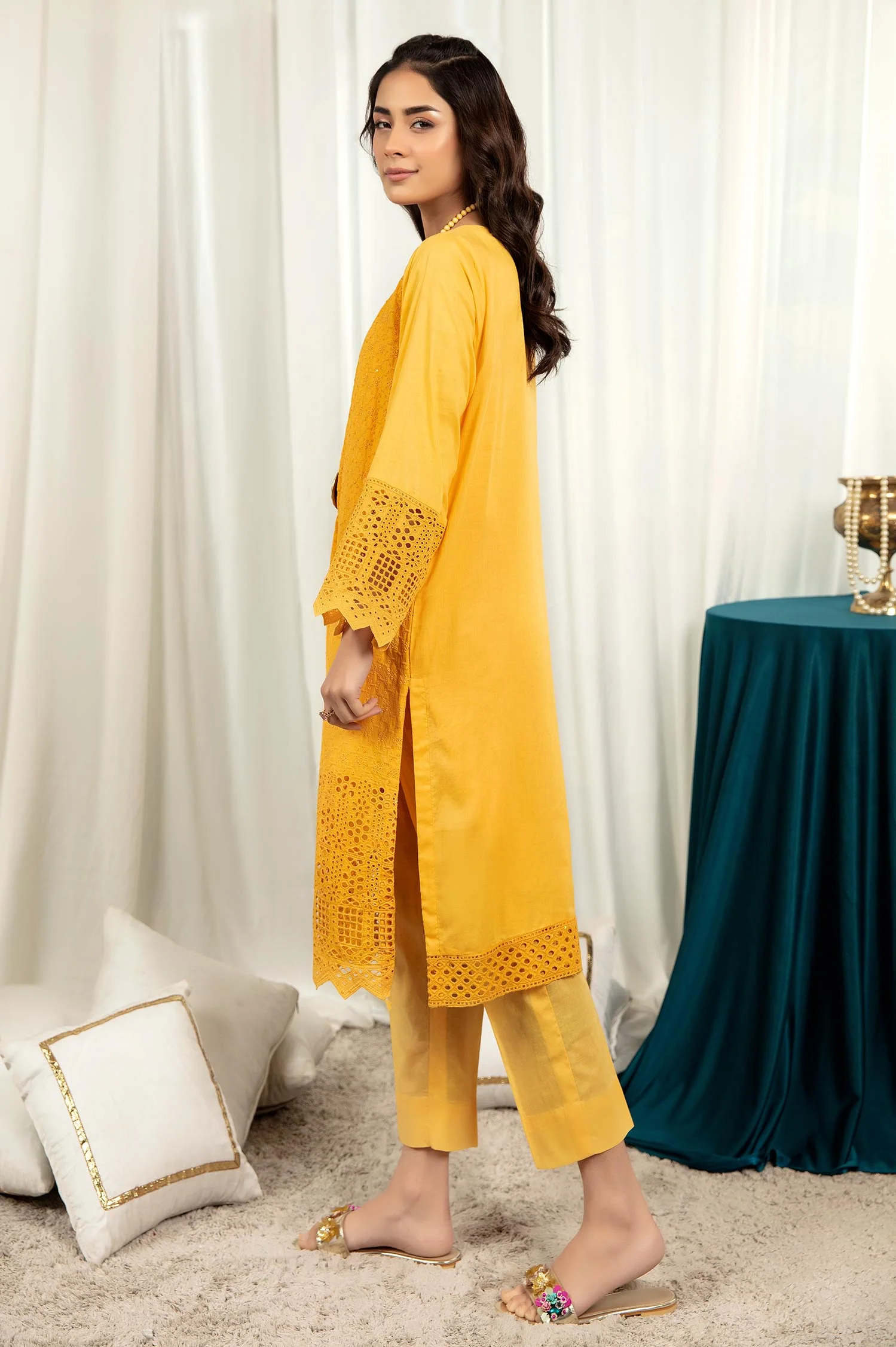 Golden Bell - Embroidered Stitch Chikankari Kurti - Image 2