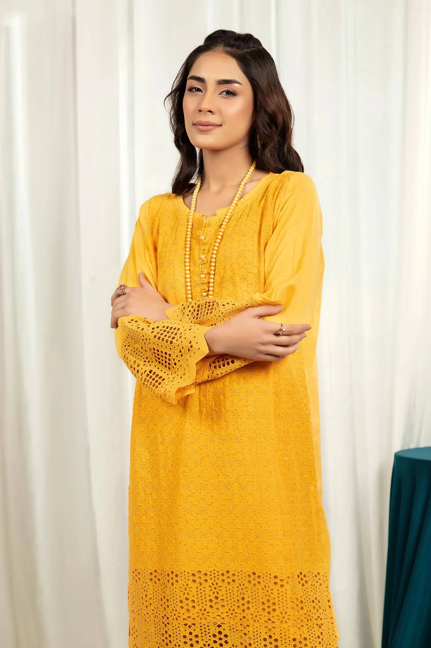Golden Bell - Embroidered Stitch Chikankari Kurti - Image 3