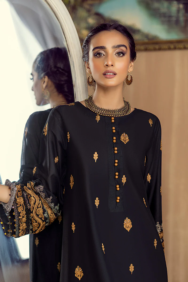 Golden Pitch - Stitched Embroidered Lawn 2PC - Image 6