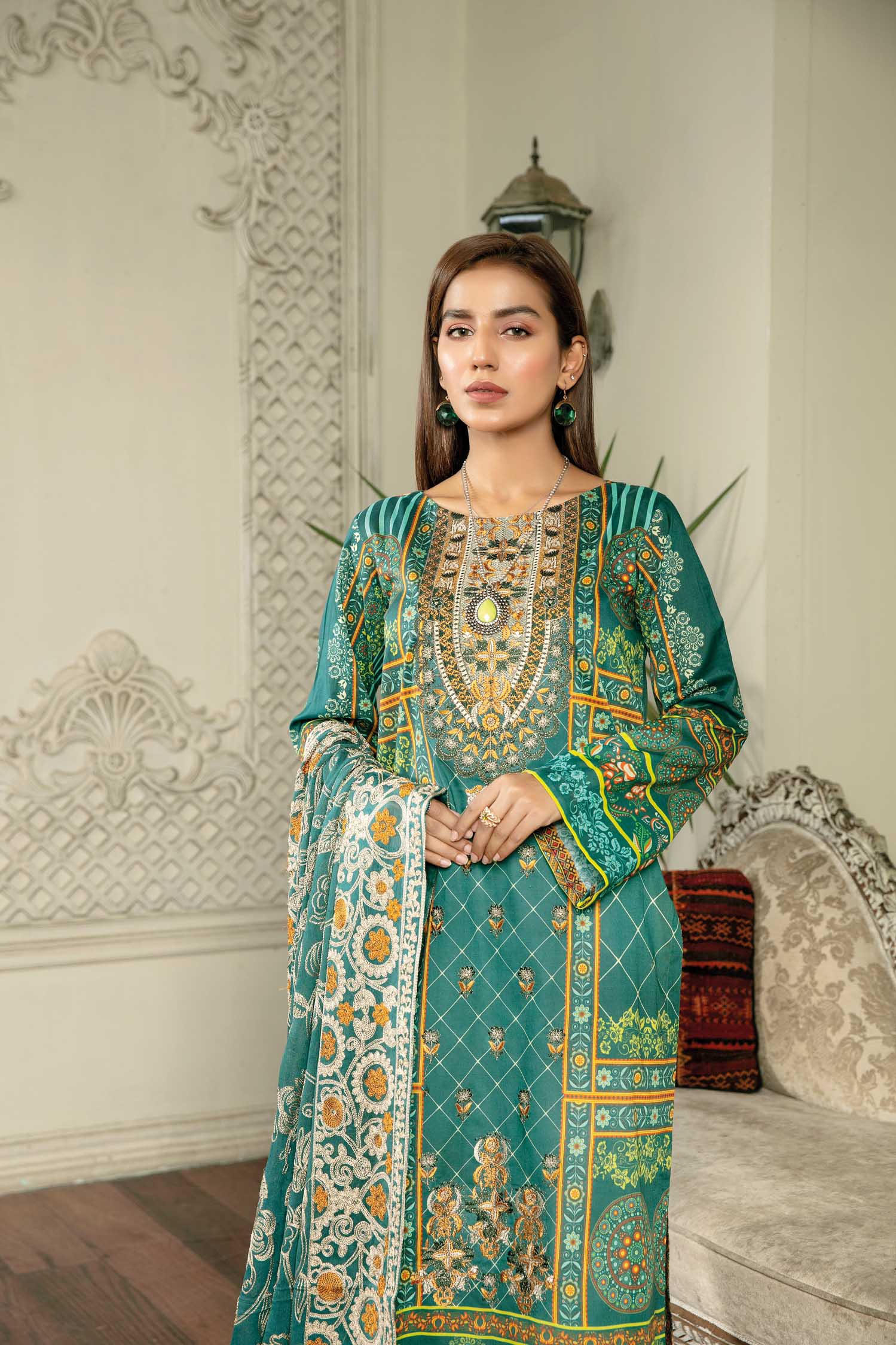 Gorgeous Green - Digital Printed & Embroidered Lawn 3PC - Image 2