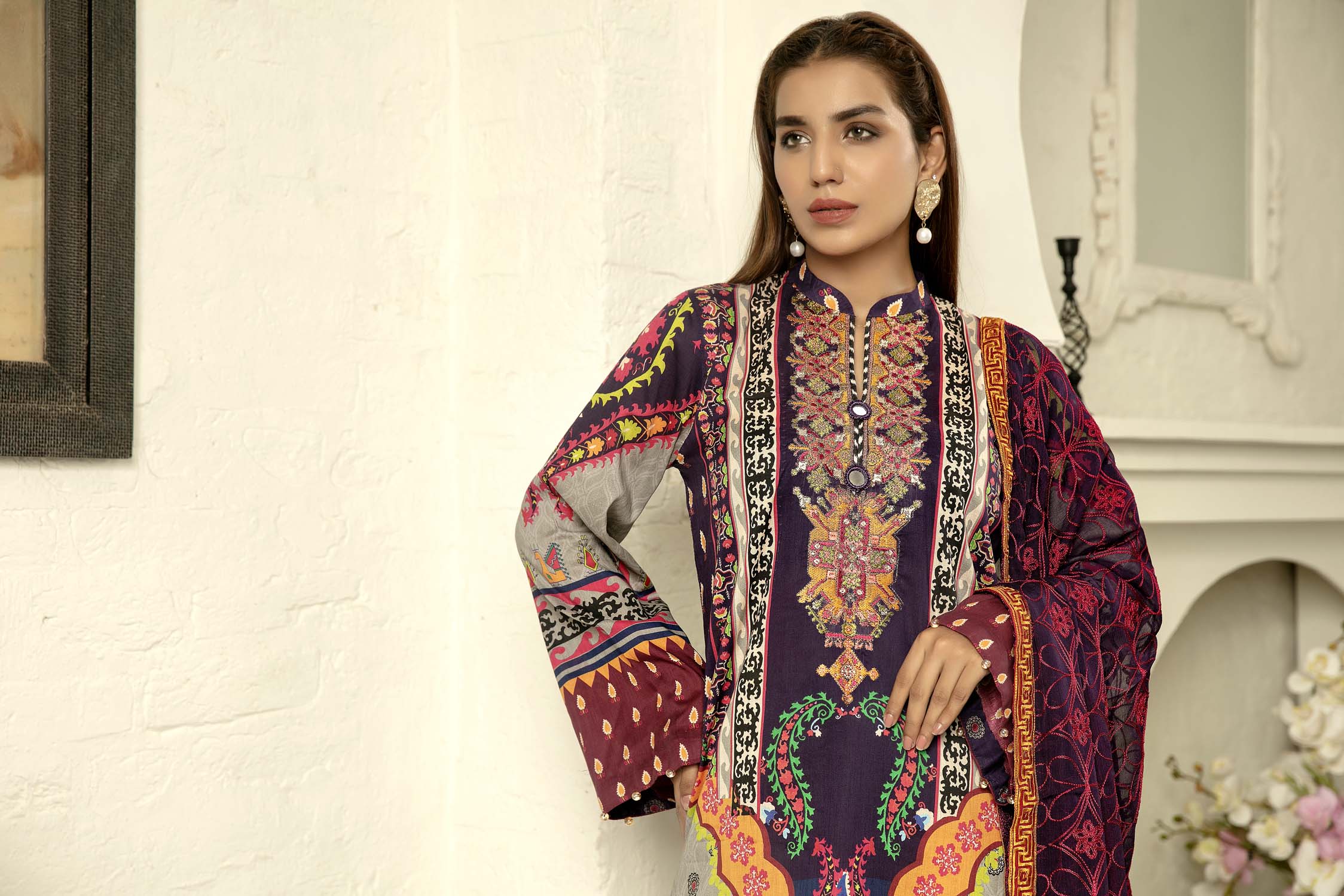 Gracia - Digital Printed & Embroidered Lawn - Image 3