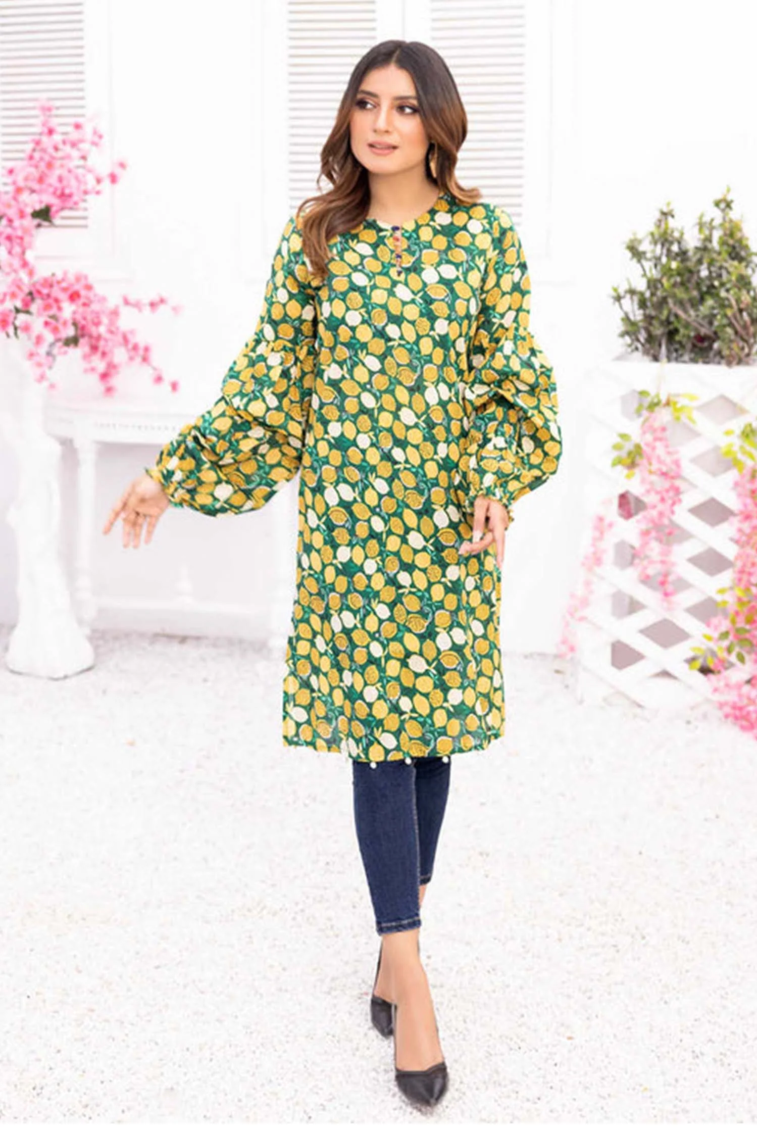 Greefin - Digital Printed Stitched Lawn Kurti